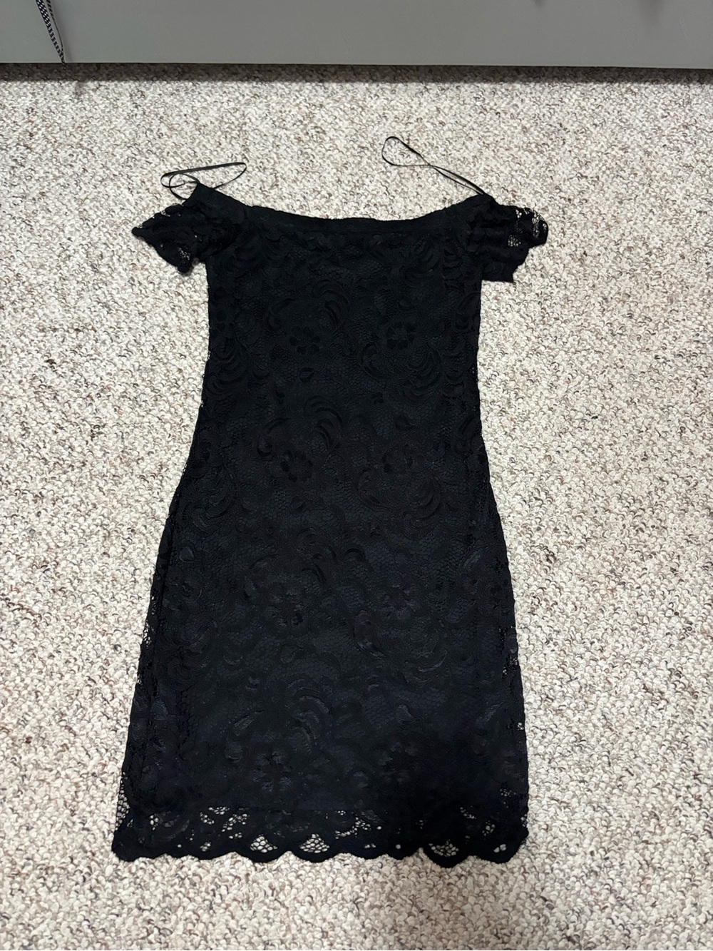 Black Lace Off-Shoulder Mini Dress